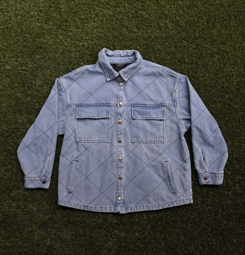 Women's Quilted Denim Shacket with Fleece Lining